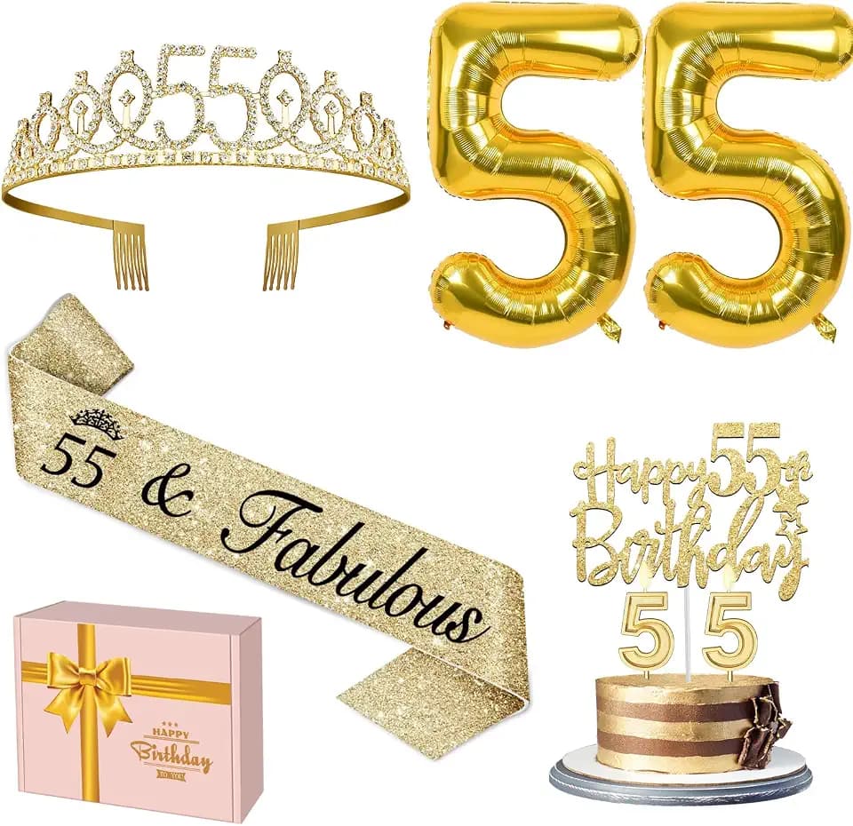 YeohJoy Gold 55th Birthday Decorations for Women
