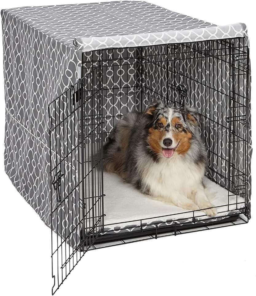 MidWest Homes for Pets CVR42T-GY Hundebox-Abdeckung, Stoff mit Teflonschutz, Sichtschutz für 107 cm lange Hundeboxen von MidWest und New World, maschinenwaschbar und trocknergeeignet