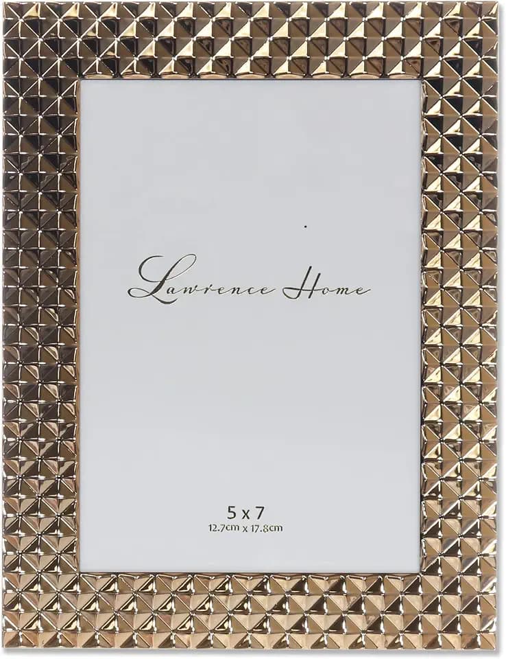 Lawrence Frames Metal Frame, Diamond Pattern, Gold, 5x7