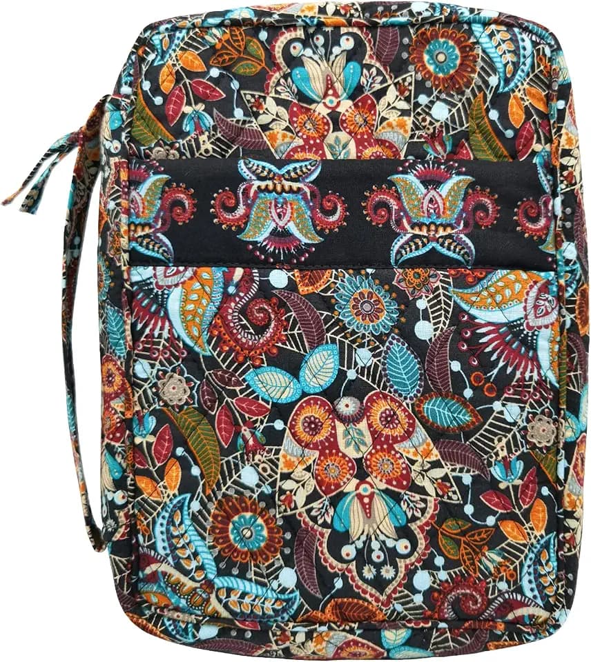 DIWI Quilted Bible Cover Medium Sizes 8.75 X 6.25 X 2.5 Inches Good Book Case (M, C1 Jungle Secret) mocha chocolate java blue