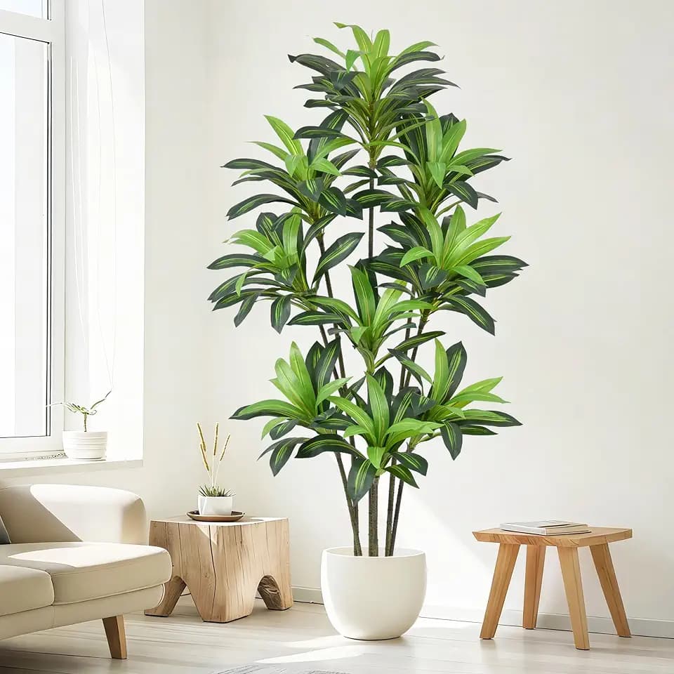 Artificial Dracaena Tree 7FT - Large Faux Plant Indoor Tree with 171 Leaves & 9 Heads, 84" Tall Fake Tropical Plant Potted Artificial Floor Plant Trees for Home Living Room Porch Office Decor