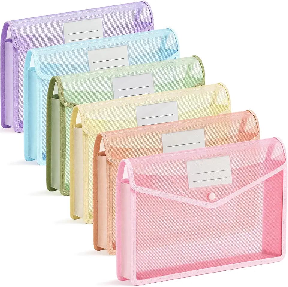 SortRax Plastic Expanding File Folders, 2.76" Expansion, Letter/A4, 6-Pack
