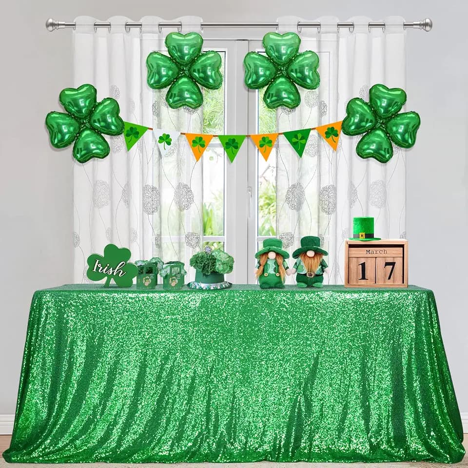 SquarePie Sequin Tablecloth 60x102 Inch Green for Wedding Party