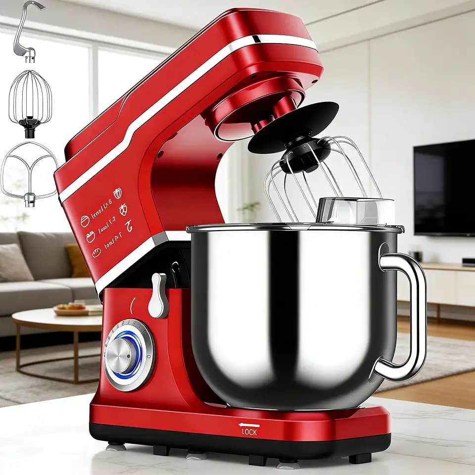 7.5QT Stand Mixer, 660W Powerful Dough Mixer, 10-Speed Tilt-Head Electric Food Mixer with Stainless Steel Bowl, Baking, Bread, Cake, Cookie, Easy Clean, Heavy Duty Home Kitchen Mixer