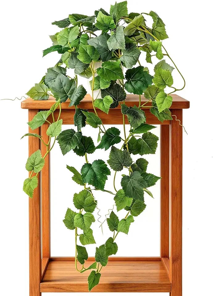 WINTS 34in Fake Hanging Plants, Artificial Silk Ivy Vines with White Pots, Artificial Grapevine with Pots, Realistic Faux Greenery for Shelf, Wall, Indoor Home Office Bathroom Decoration
