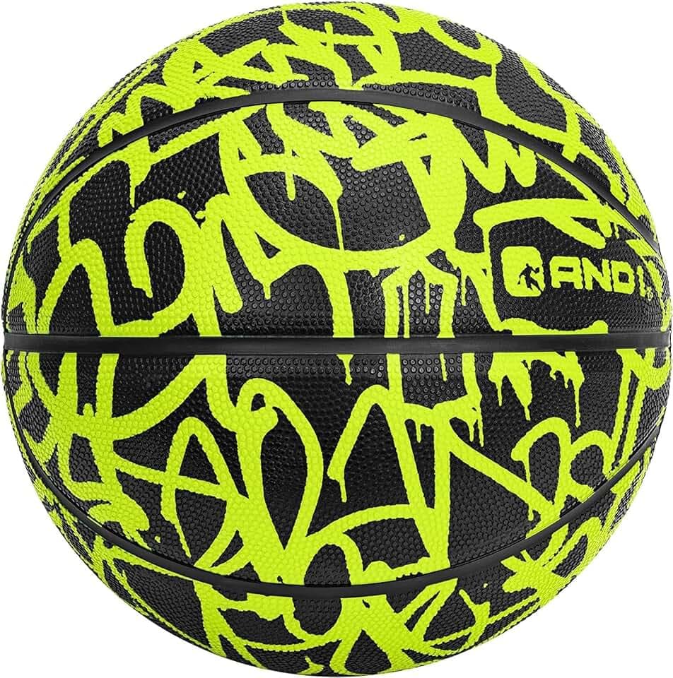 AND1 Fantom Graffiti Rubber Basketball Game Ready, 27.5 Inches, Size 5, Made for Indoor and Outdoor, Sold Deflated (Pump NOT Included), Volt