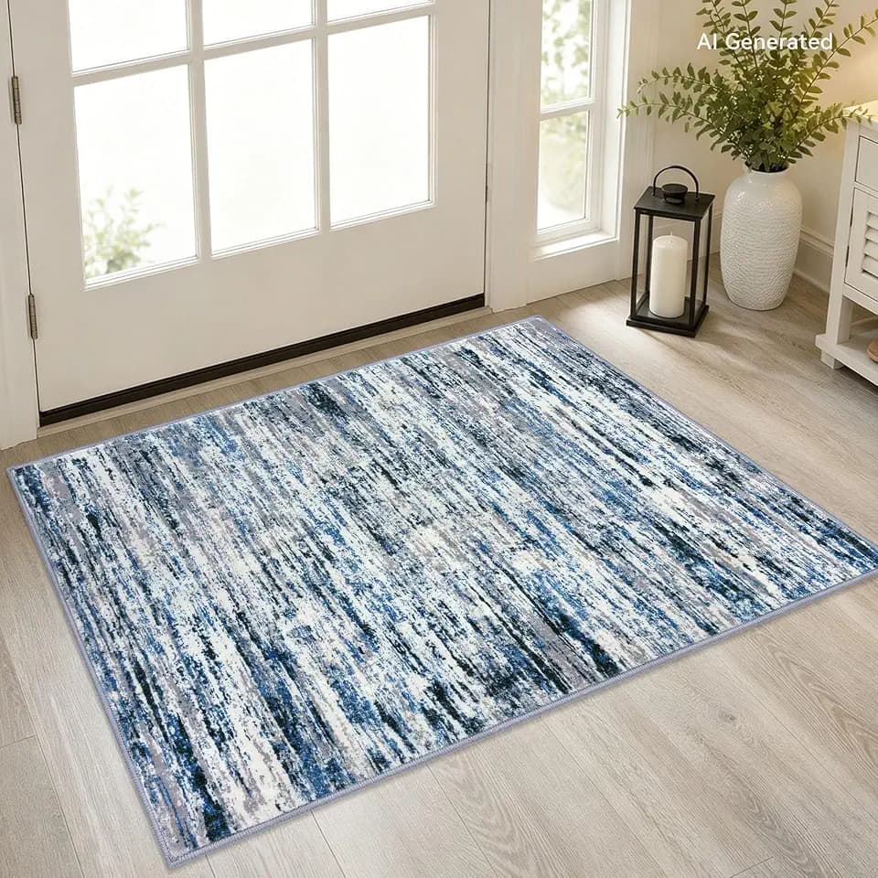 Lansny Abstract 2x3 Area Rug Small Washable Entryway Rug Non Slip Door Mat