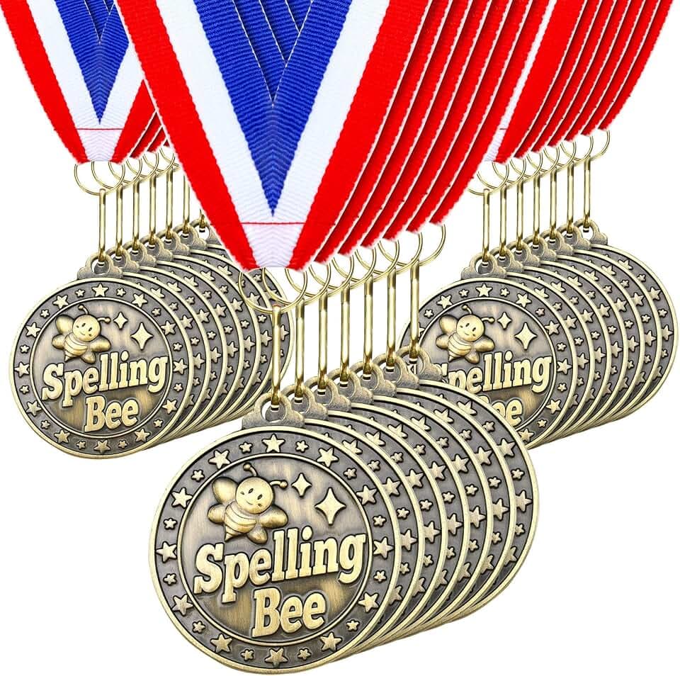 Quelay 30 Pcs 2'' Gold Award Medals Bulk with Ribbons