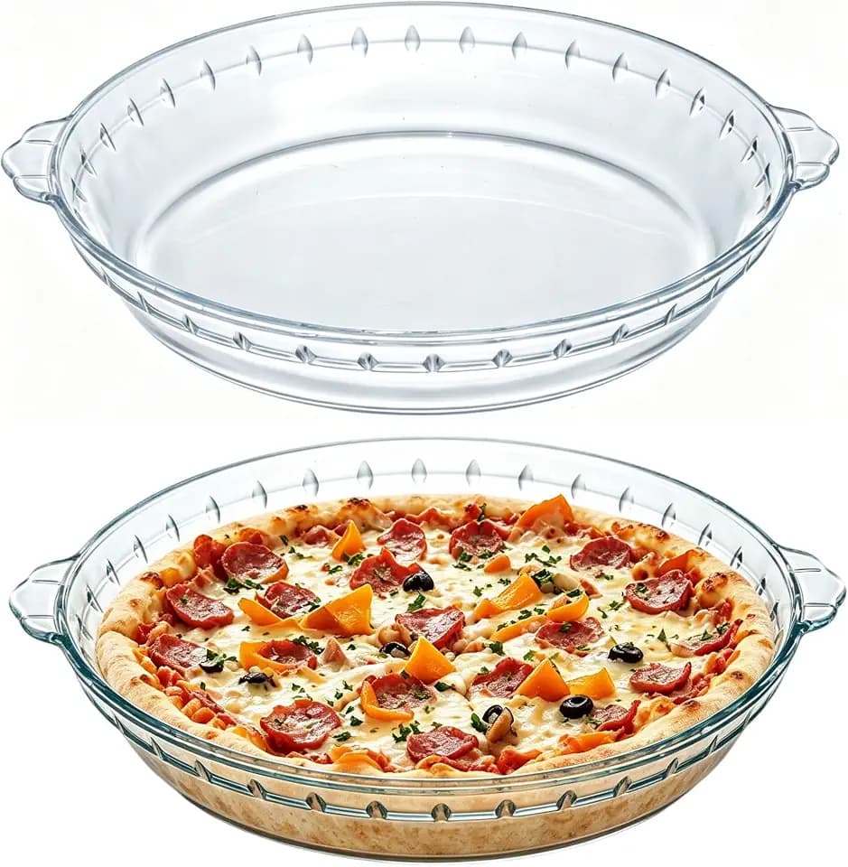 10" Glass Pie Plates - 2 Pack Deep Pie Pan for Baking, Glass Baking Dish Set with Handles for Baking and Serving, Non-stick & Dishwasher Safe