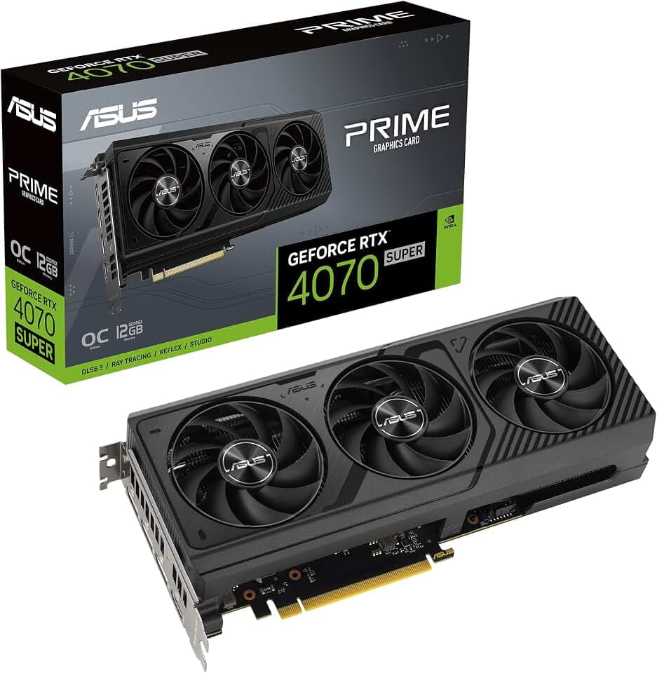 ASUS Prime GeForce RTX 4070 SUPER OC Edition 12GB GDDR6X (Nvidia GeForce DLSS 3, SFF-Ready, PCIe 4.0, 1x HDMI 2.1a, 3X DisplayPort 1.4a, PRIME-RTX4070S-O12G) + Indiana Jones
