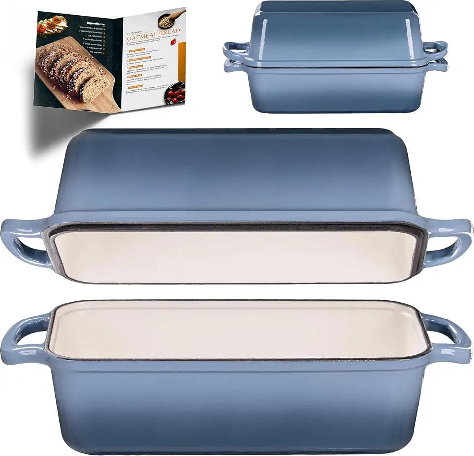 11x5 Inch Cast Iron Loaf Pan with Lid, Sourdough Bread Baking