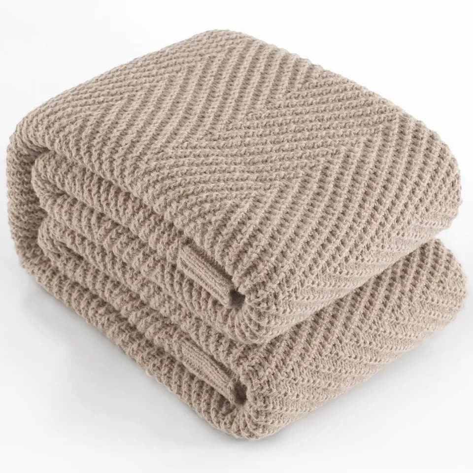 Knitted Throw Blanket for Couch, 50X60 Chevron Bed Knit Throws
