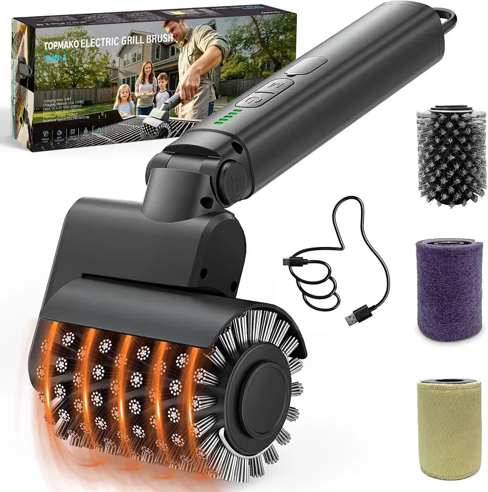 Electric Grill Brush for Outdoor,Cordless BBQ Cleaner Rechargeable