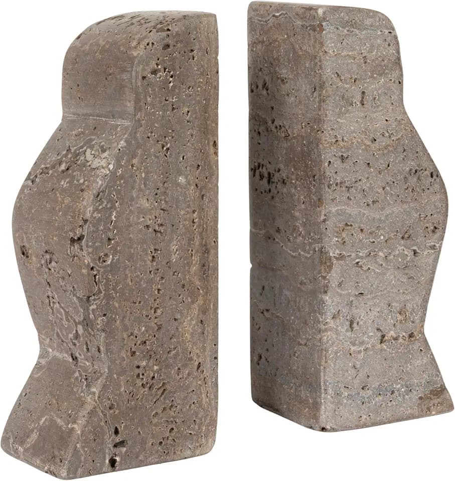 Creative Co-Op Decorative Travertine Wave Bookends, Grey