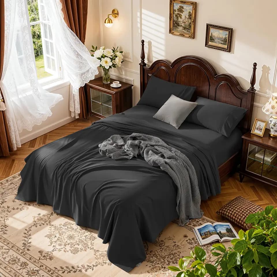 LBRO2M 100% Egyptian Cotton Sheet Set 1000 TC, 19" Deep Pocket, King