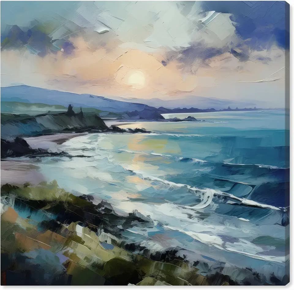 Art Remedy A Beach Far Away Canvas Coastal Farmhouse Wall Art, Gallery Wrapped, 30" x 30"
