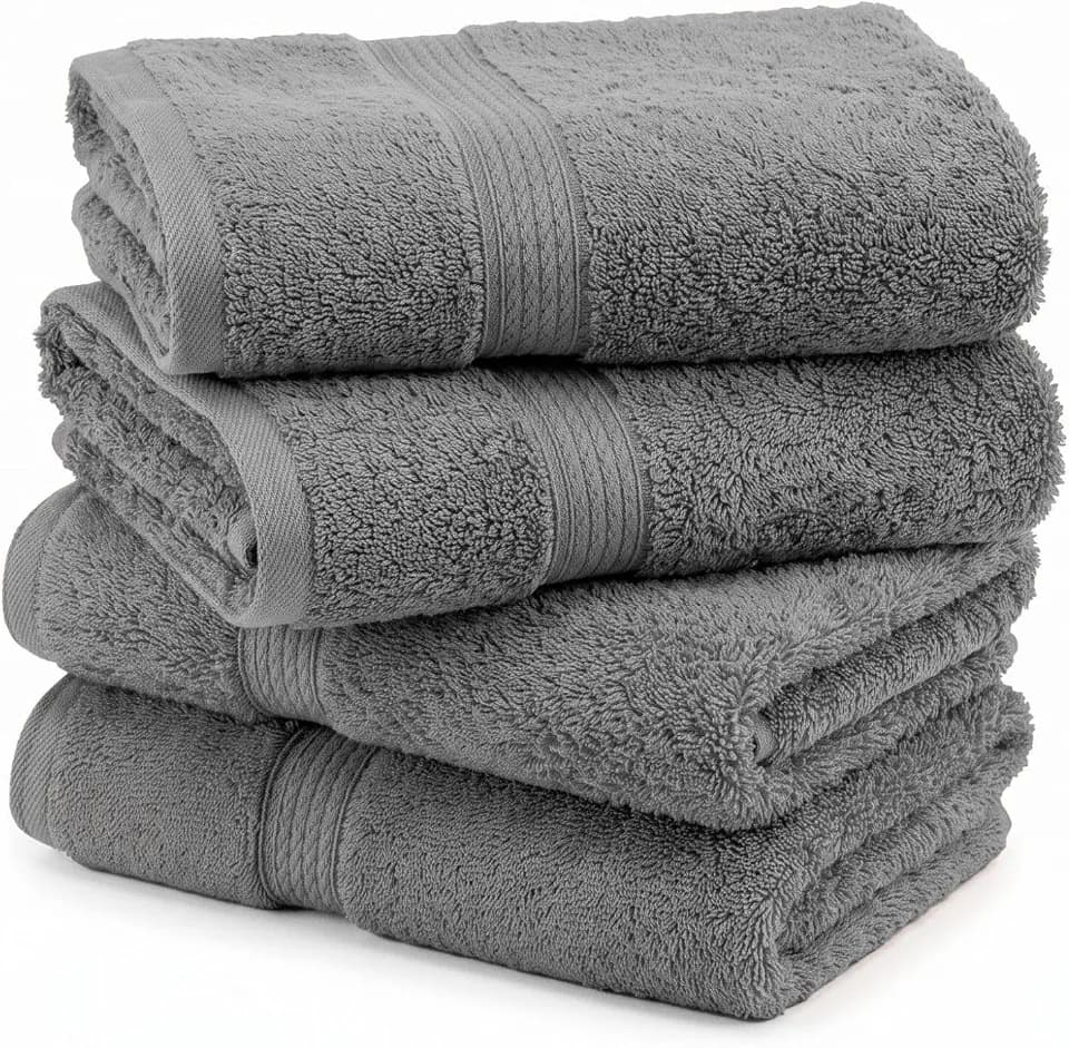 SUPERIOR Egyptian Cotton Plush & Absorbent, Hand Towel Set of 4, Charcoal