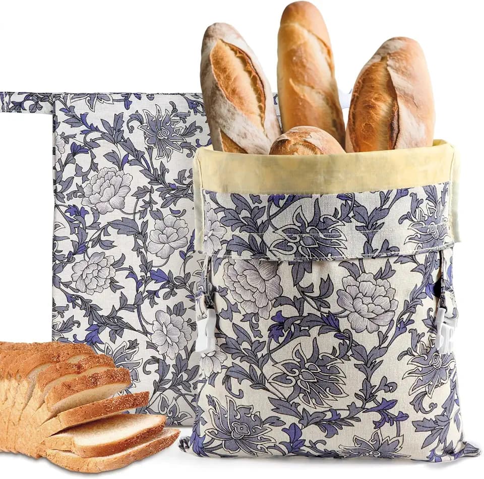 Reusable Beeswax Bags (2 Pack) for Sourdough & Homemade Loaves, Natural Cotton Wax Storage Sack, Large Capacity Fresh-Keeping Bag, Freezer Safe & Washable, Portable Food Keeper
