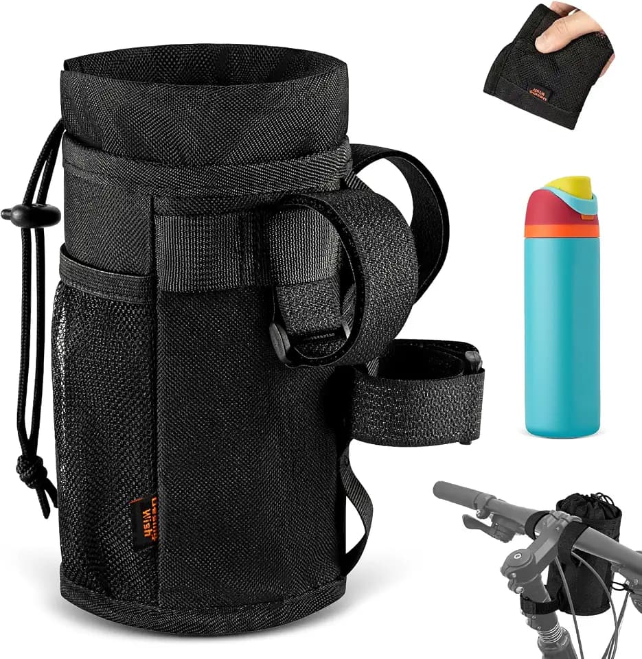 Ultra Thin Bike Water Bottle Holder for Handlebar 24-32 oz Bike Cup Holder with Removable Fastener Straps Bike Bottle Holder for Mountain Bike, Road Bike, eBike, Scooter