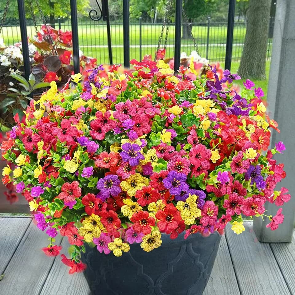 Yastouay Artificial Flowers for Outdoors, 14 Bundles Realistic Fake Flowers