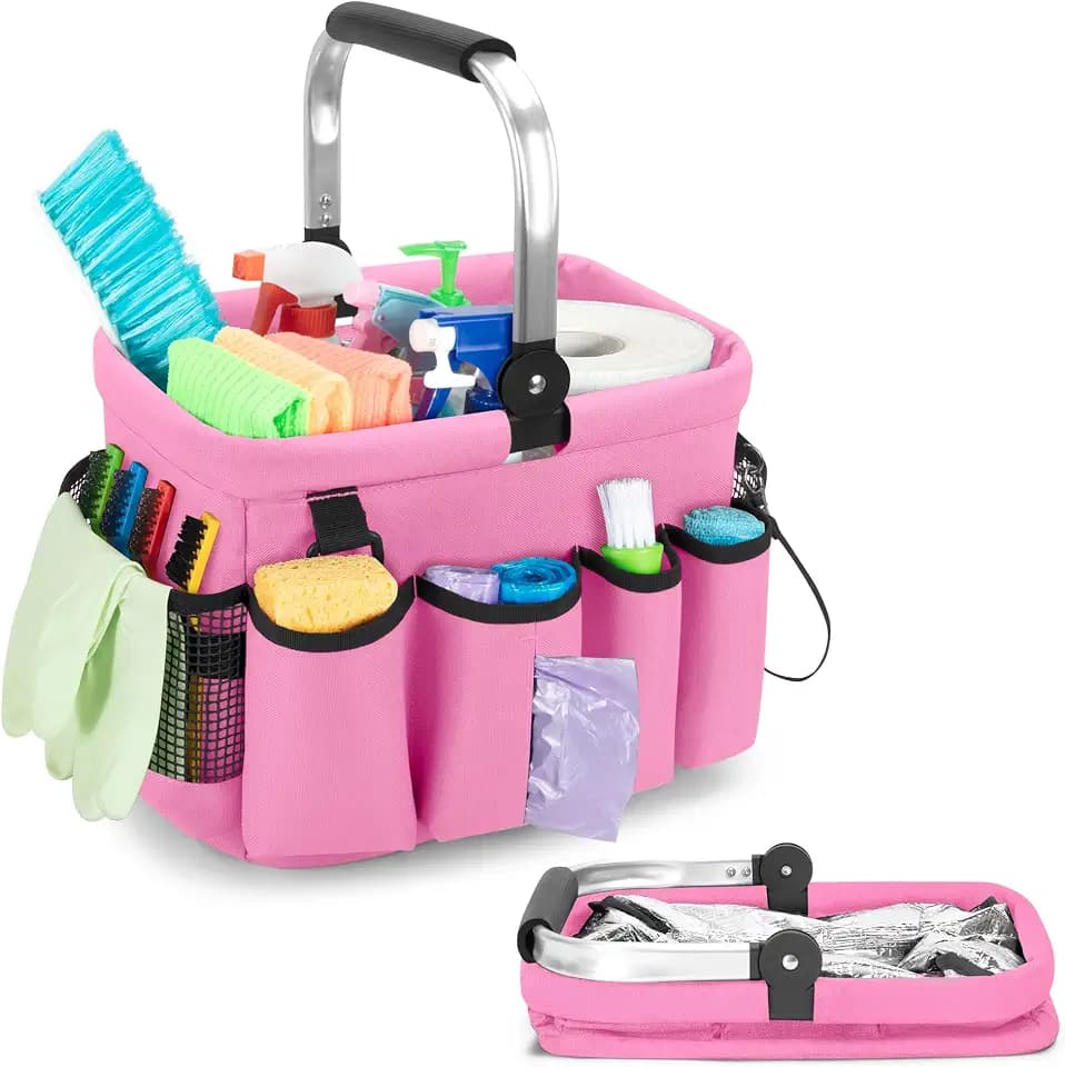 PGmoon Cleaning Caddy Organizer with Handle,Pink