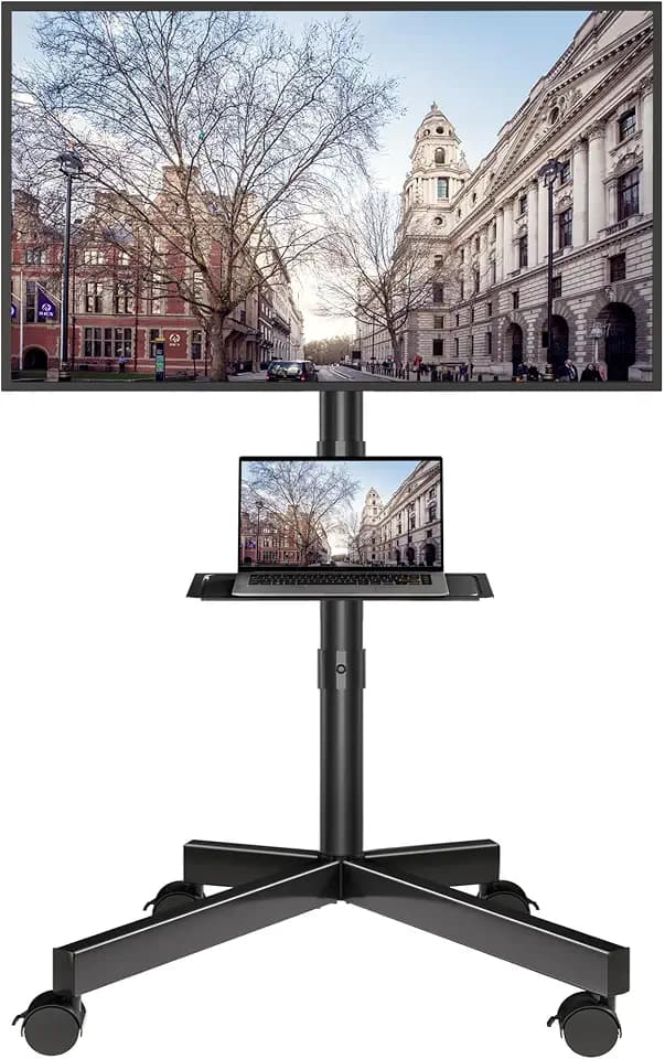 BONTEC Rolling TV Stand with Tilt,Mobile TV Stand Wheels for 23–65 Inch TVs