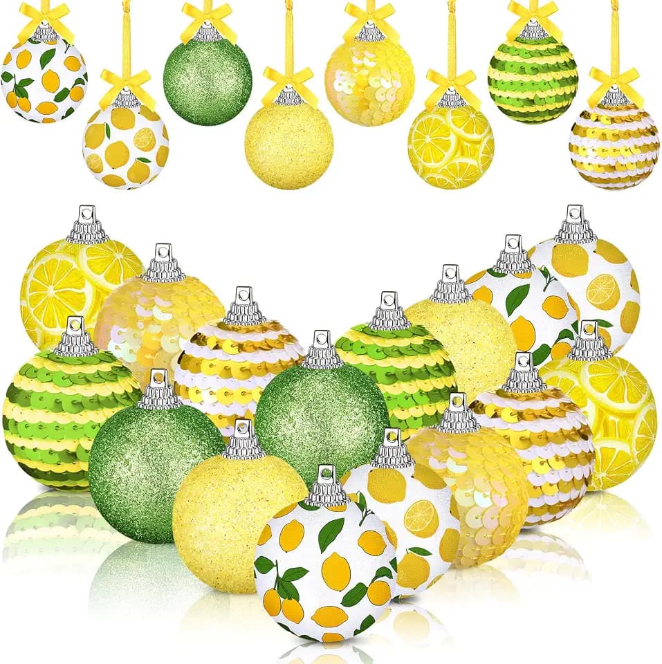 Zeyune 16 Pcs Summer Mediterranean Lemon Ornaments for Small Tree