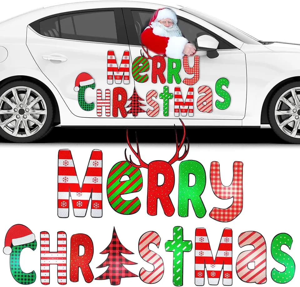 Xuhal 14 Pcs Christmas Car Magnets Reflective Merry Xmas Letters,Stylish
