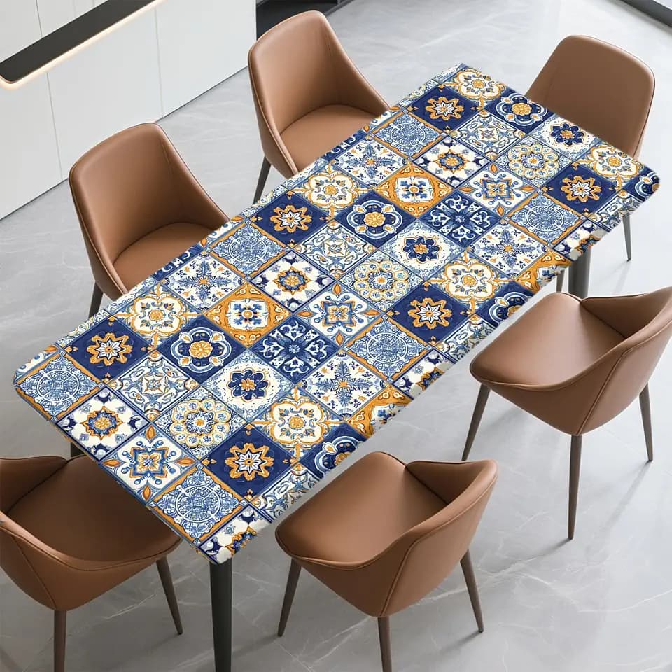 Rectangle Fitted Table Cover with Elastic Edge Fits 8 Foot Tables