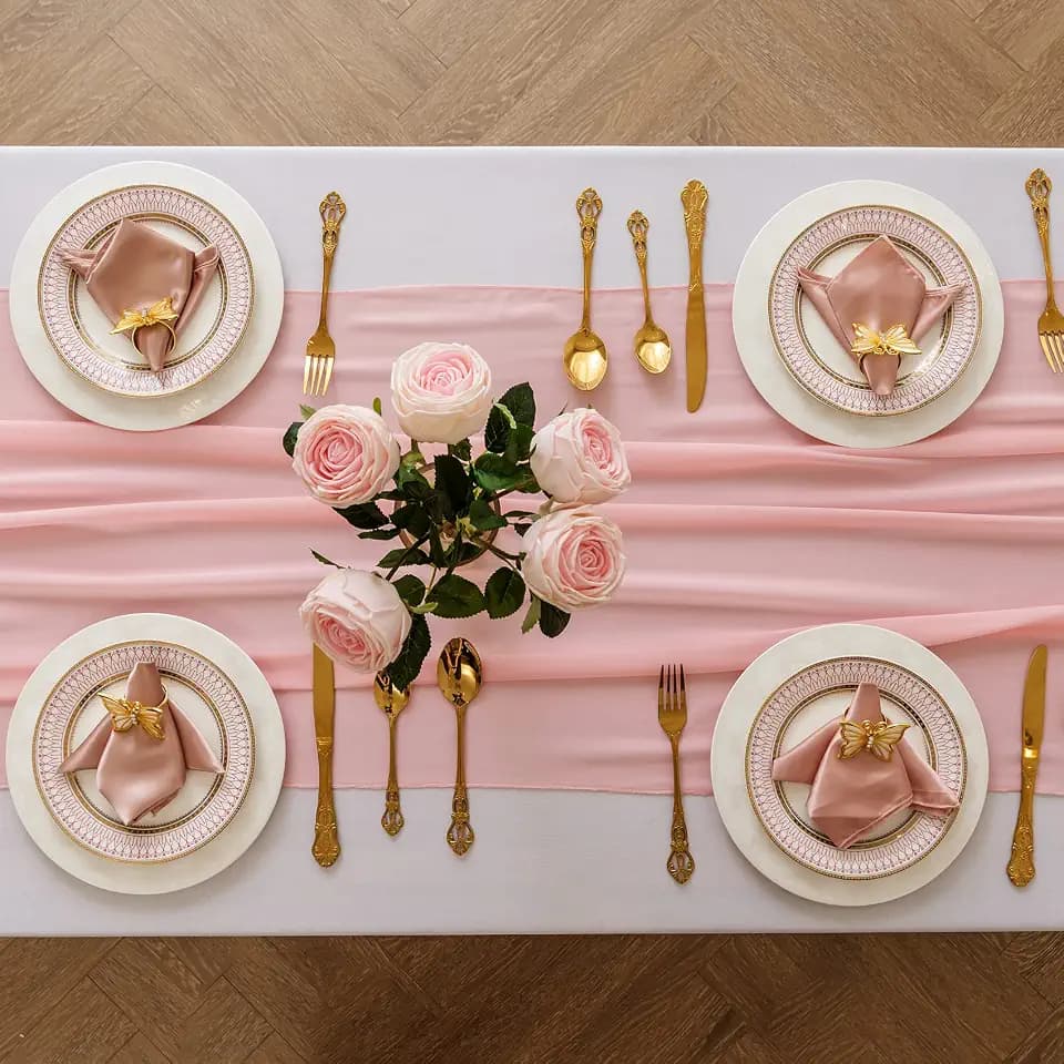 Peomeise 6pack Chiffon Table Runner 14X108 Inch