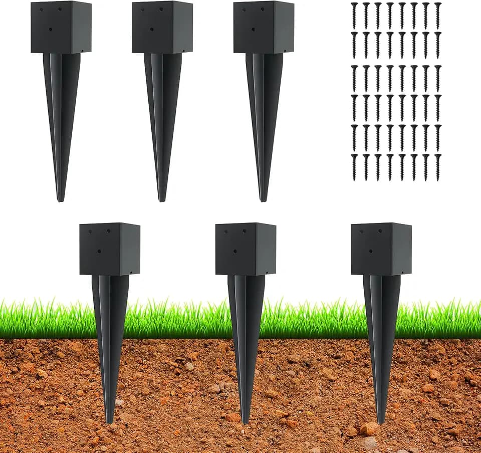 6 Pcs 16 Inch 4"x4" Fence Post Anchor Ground Spike(Internal 3.6"x3.6")