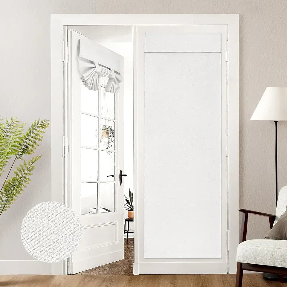 HOMEIDEAS 100% Blackout Linen Door Curtains for French Door 26x72 Inch