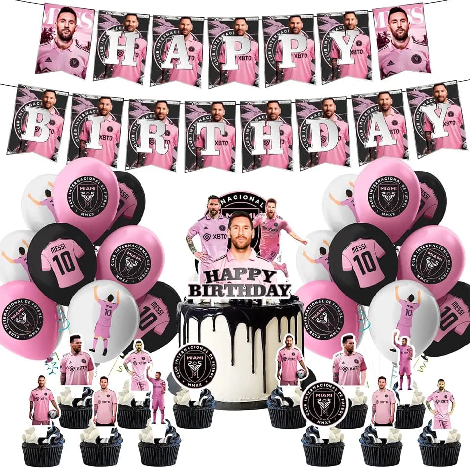 Soccer Star Birthday Party Decoration, Include Happy Birthday Banner, Cake Topper, Latex Balloons, for Soccer Theme Fans, Kids Party Supplies