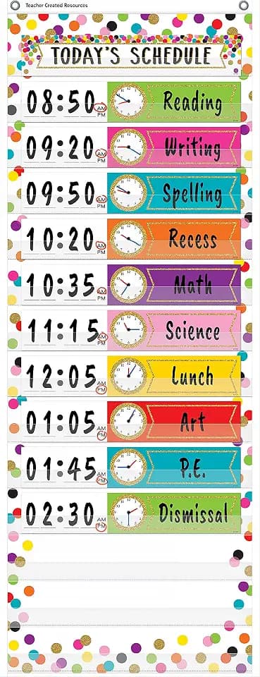 Teacher Created Resources Confetti 14 Pocket Daily Schedule Pocket Chart (13" x 34")