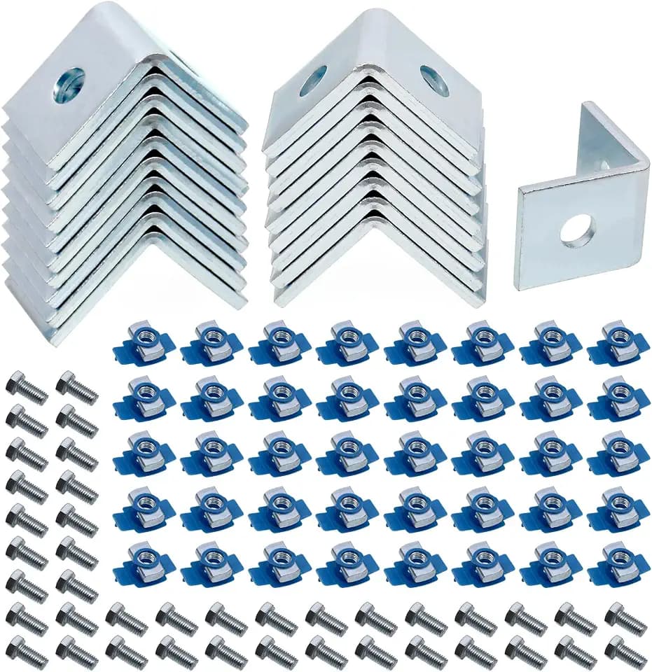 CNQLIS 20PCS 90° L-Bracket for 1-5/8" Strut w/Screws & Nuts