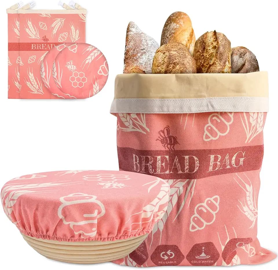 2 Pack Beeswax Bread Bags with 10'' Reusable Bowl Covers for Homemade Bread, Extra Large Reusable Beeswax Bags Set for Storage Sourdough,Large Capacity Breads Storage Bag to Keep Fresh (Pink)