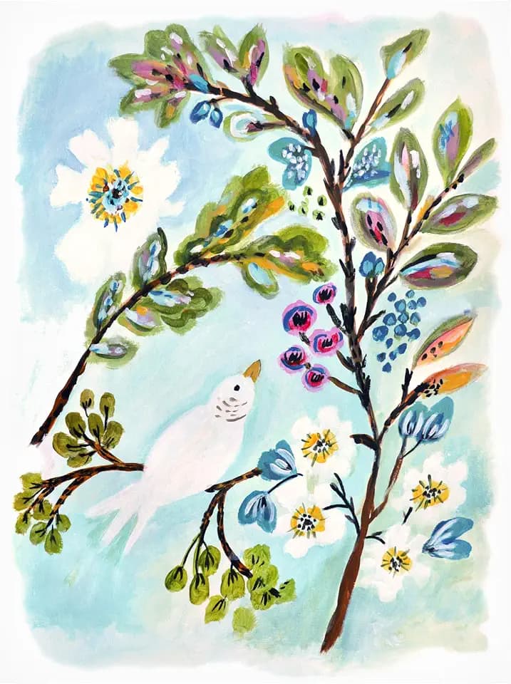 Trademark Fine Art Canvas Wall Art - Karen Fields 'A Sweet Bird I' Wall Art for Living Room, Bedroom, or Office Décor