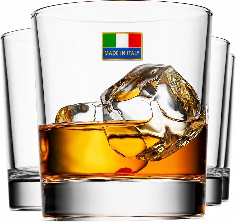 Godinger Whiskey Glasses, Bourbon Rocks Cocktail Set of 4, Made in Italy