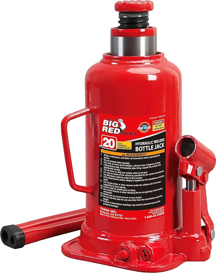 BIG RED T92003B Torin Hydraulic Welded Bottle Jack, 20 Ton (40,000 lb) Capacity, Red