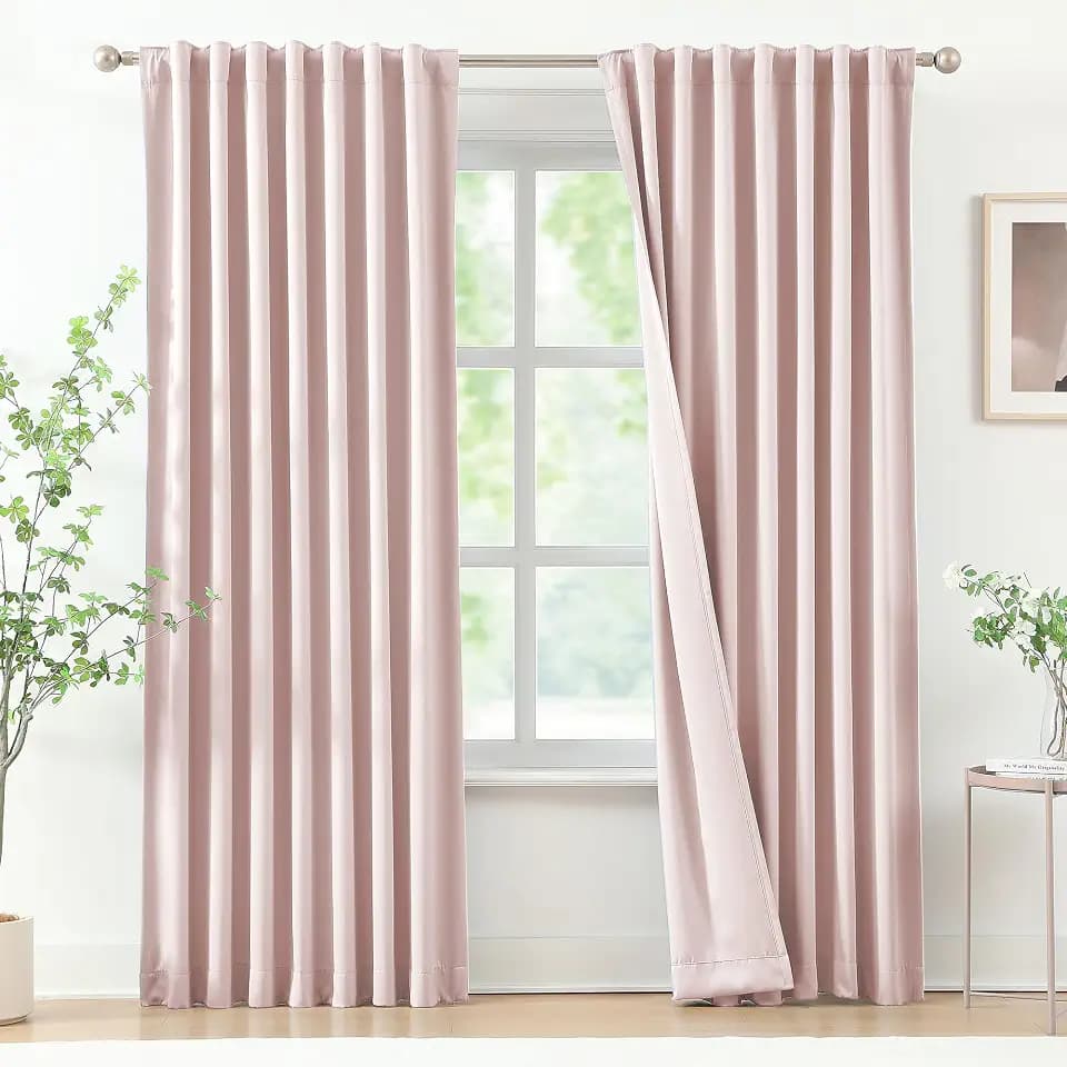 Pink Room Darkening Curtains for Girls Bedroom 52x63" Baby Nursery Back Tab