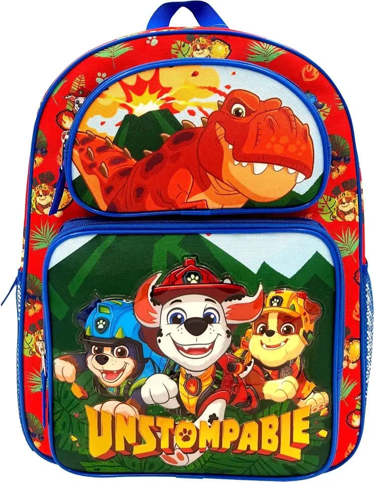 Fast Forward Kid's Licensed 16" Paw Patrol-The Dino Movie Cargo Backpack - Large School Backpack With Multiple Pockets