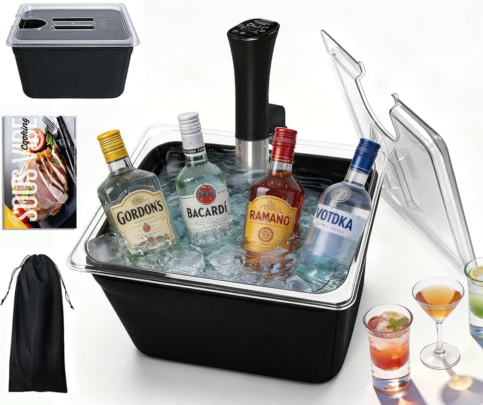 CATTLEMAN Sous Vide Cooker with Container & Lid 12QT, Wine Chiller, 1000W