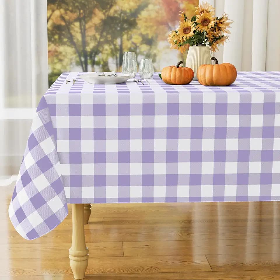 misaya Rectangular Waterproof Vinyl Table Cloth, Flannel Backed Tablecloth