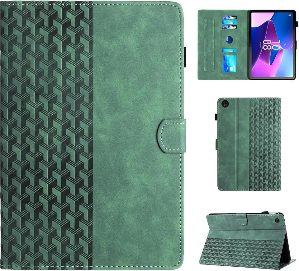 CASAFUNY Hülle für Lenovo Tab M10 (3rd Gen) 10,1 Zoll, Multi-Winkel Folio Schutzhülle mit Auto Schlaf/Wach Tablette Hülle für Lenovo Tab M10 3. Generation 10,1" TB-328FU/TB-328XU, Grün