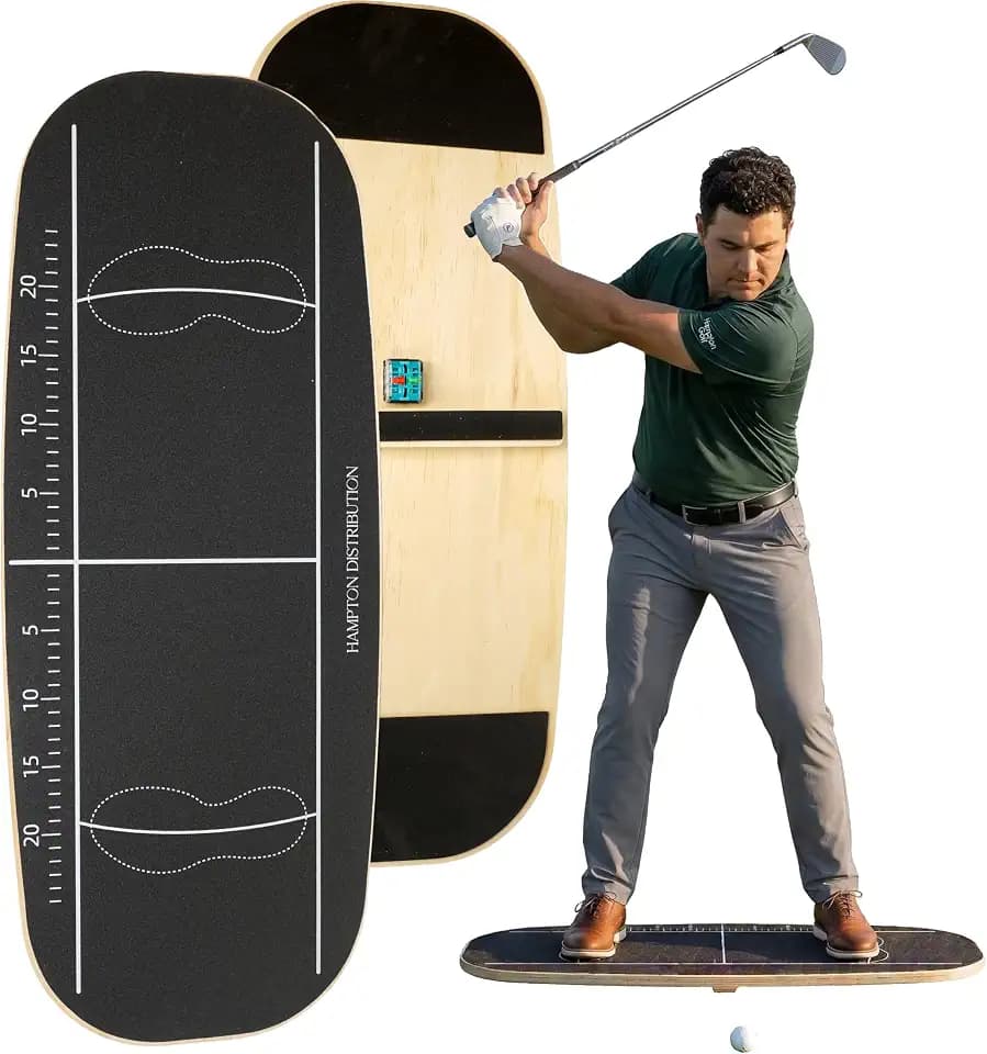 Golf Pressure Plate with Bottom Button Prompt Sound Function, Solid Wood Golf Weight Shift Board, Golf Balance Board Training Aid For Indoor Practice, Golf Training Equipment, Hampton Distribution