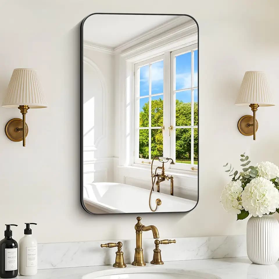 DESBING 18"x30" Bathroom Mirror for Over Sink, Black Framed Wall Mirror