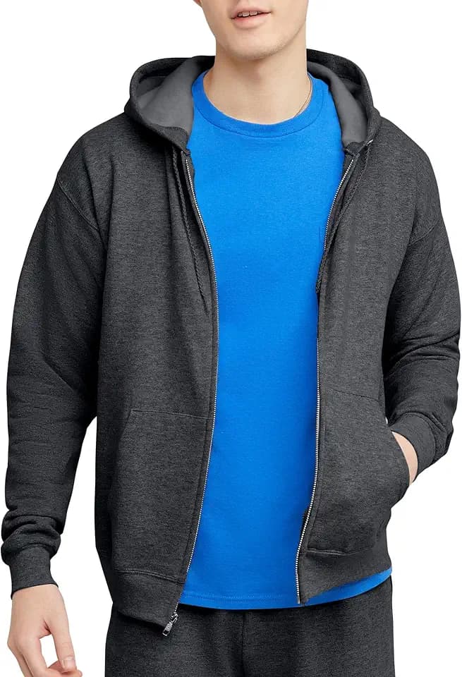 Hanes Men's Zip-up Hoodie, Ecosmart Fleece Full-zip Hoodie for Men, Hooded Sweatshirt