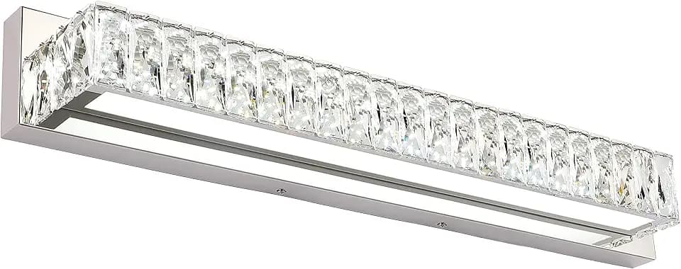 LED Vanity Lights for Bathroom - 30 inch Crystal Modern Vanity Lights - Chrome Bathroom Light Fixtures Over Mirror Cool White Light