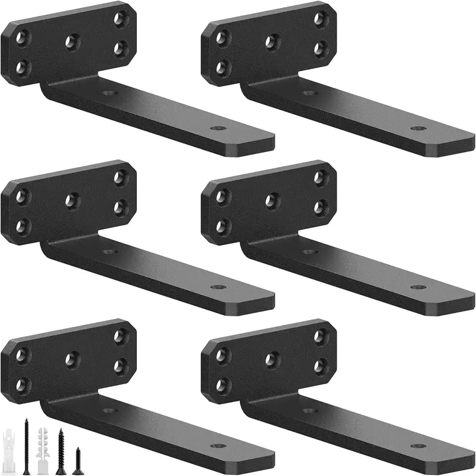 SKYSEN 6 Pack 6" Floating Shelf Bracket, Shelves Brackets, Wood Shelving Brackets Hardware - Heavy Duty - 4/6/8/10/12 inch - Real Hidden Bracket Design(tzj6-6)