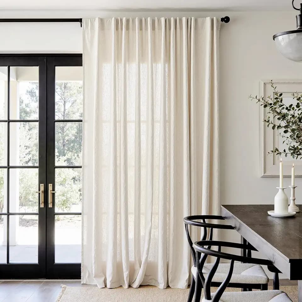 jinchan Linen Curtains Light Filtering Back Tab 100x96 Inch 1 Panel Beige